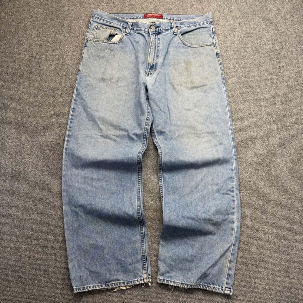 Arizona Jean Co Mens Baggy Relaxed Fit Light Wash Denim Jeans 36x28.5 Y2K